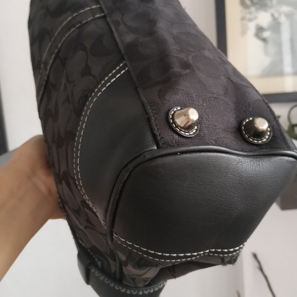 Coach Hampton Signature Black Canvas Satchel Handbag Shoulder bag - Picture 16 of 17